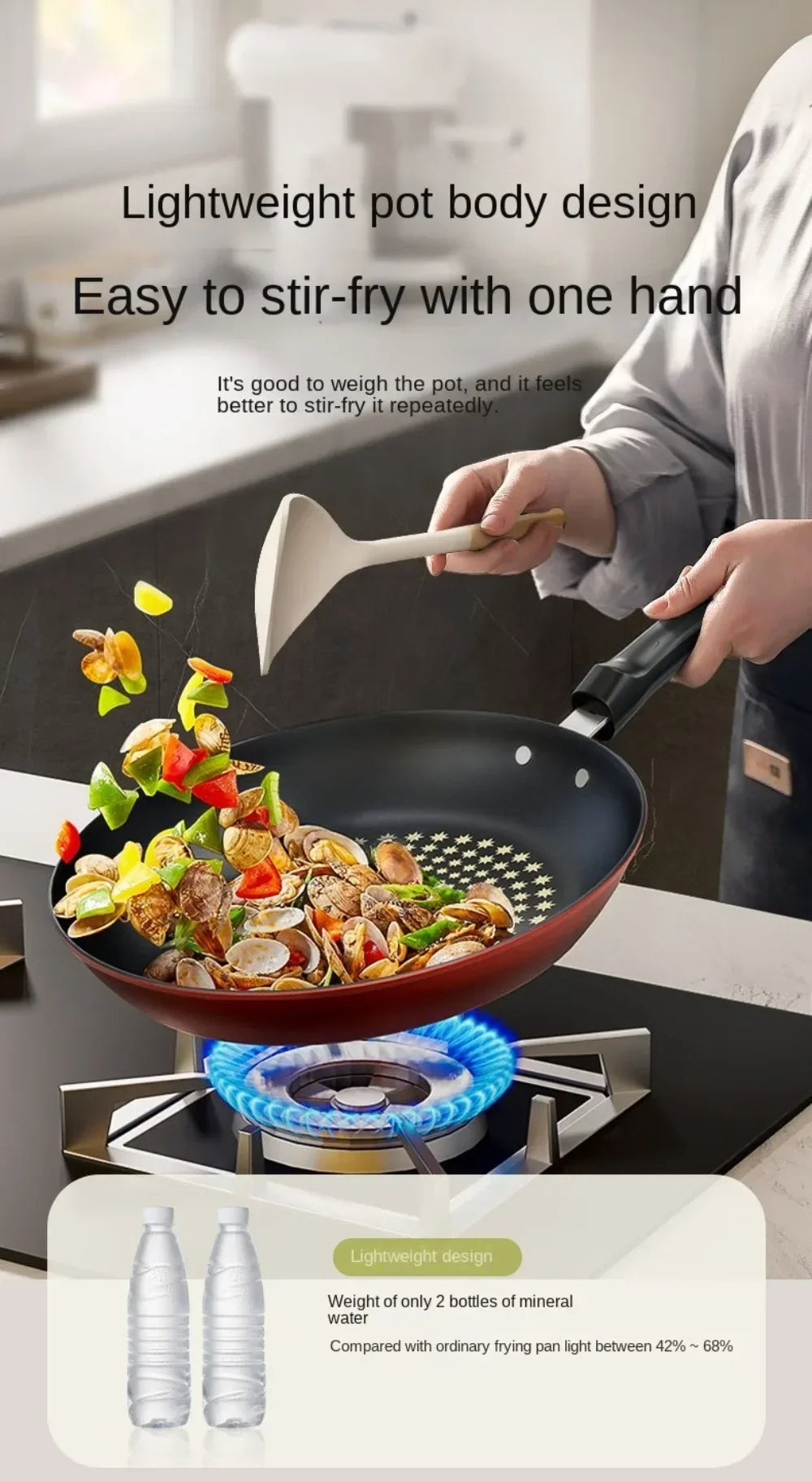 New Crystal Diamond Non-Stick Pan with Lid Multi-functional Frying Pan Iron Easy to Clean Kitchen Cookware Gas Induction Cooker