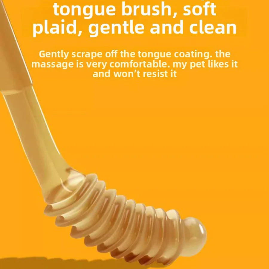 PETCLEAR 2pcs Silicone Pet Toothbrush Soft Dog Cat Oral Care Tongue Scraper Massage Multi-Angle Cleaning Brush for Pets