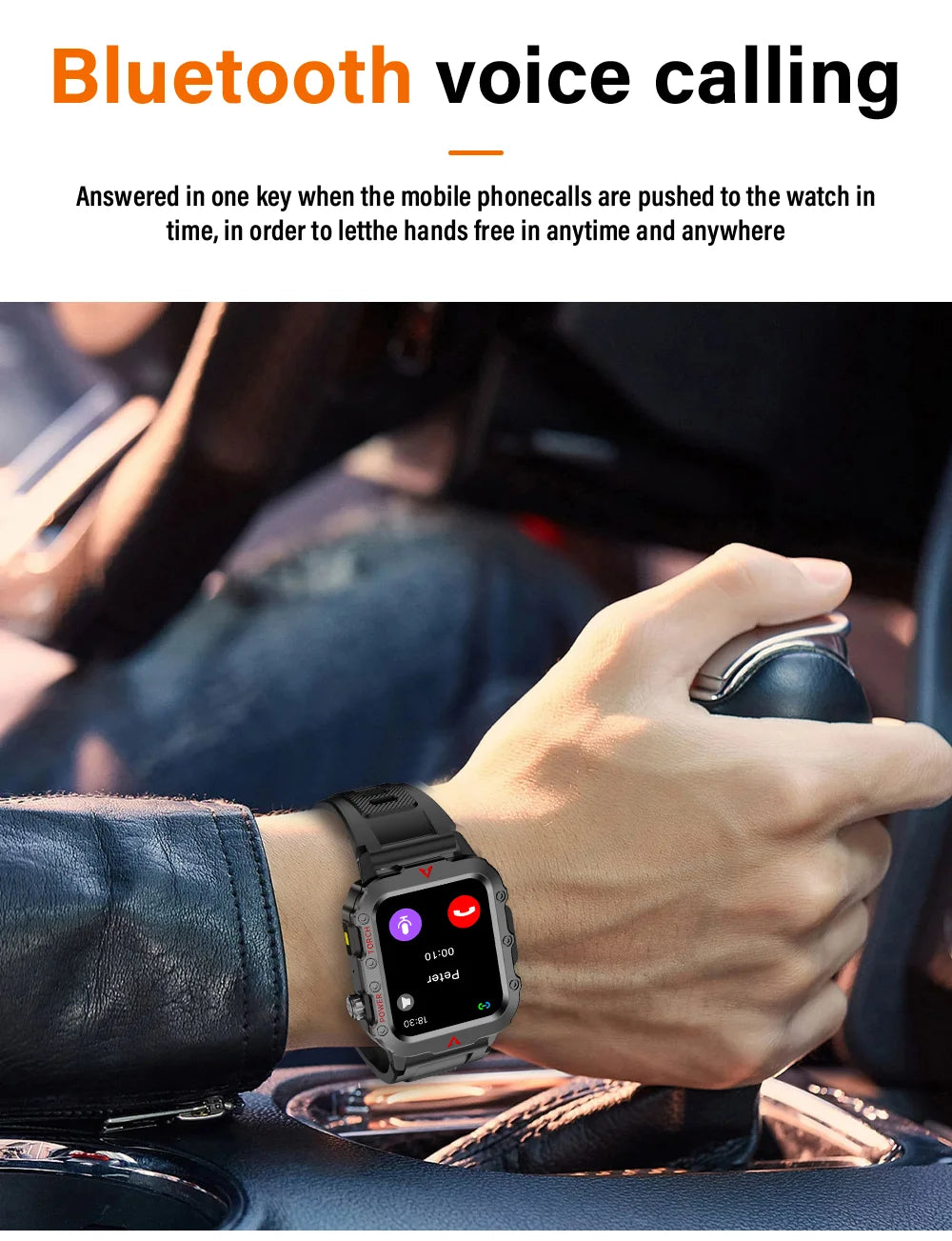 LAXASFIT 2026 New Men's Smart Watch Outdoor Sports Watch 1.85 Inch Voice Assistant Bluetooth Call LED Flashlight Smartwatch