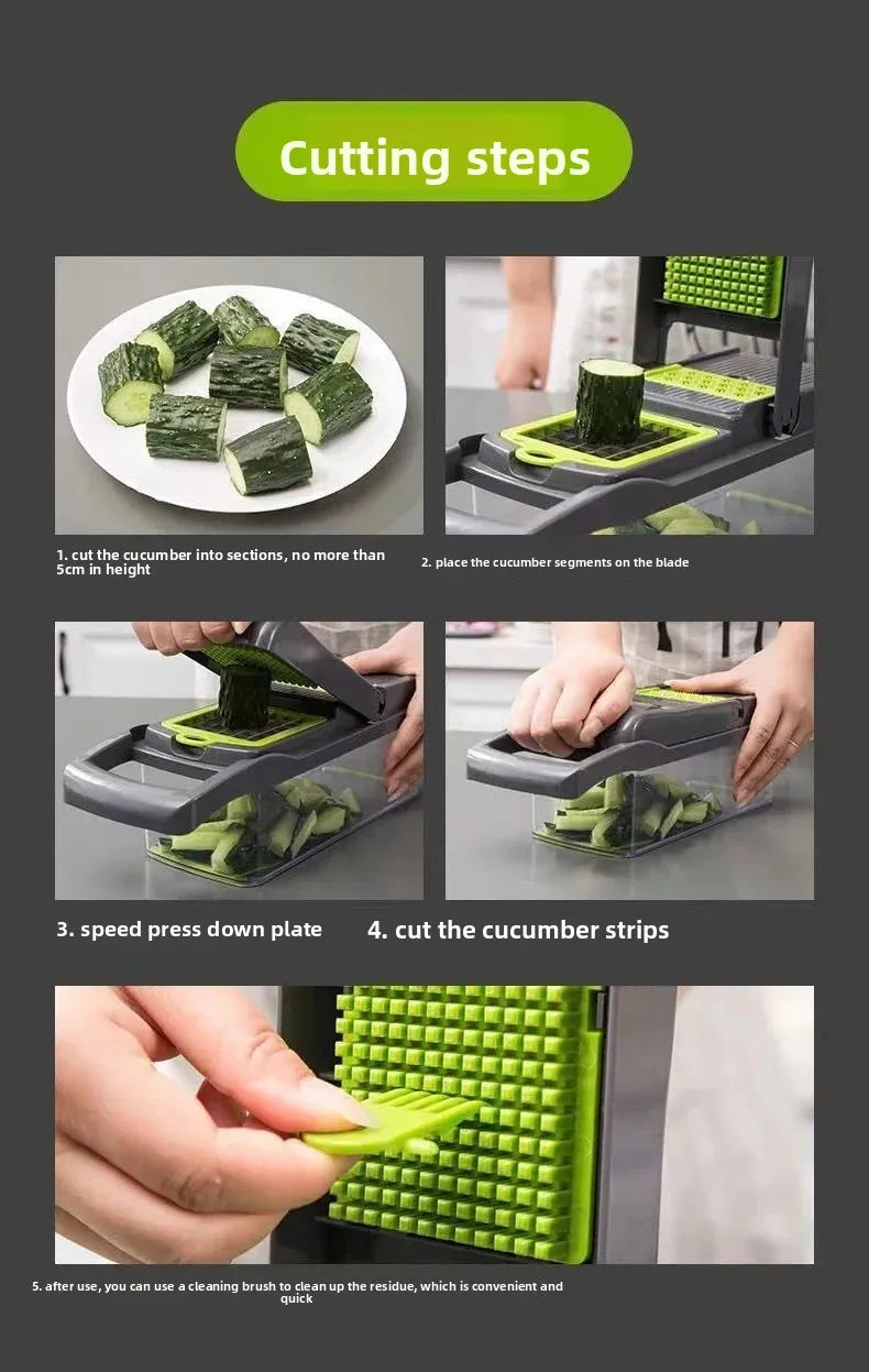 16 Multifunctional vegetable cutting artifact Kitchen household shredding potato shredding dicer wiping radish planer slicer