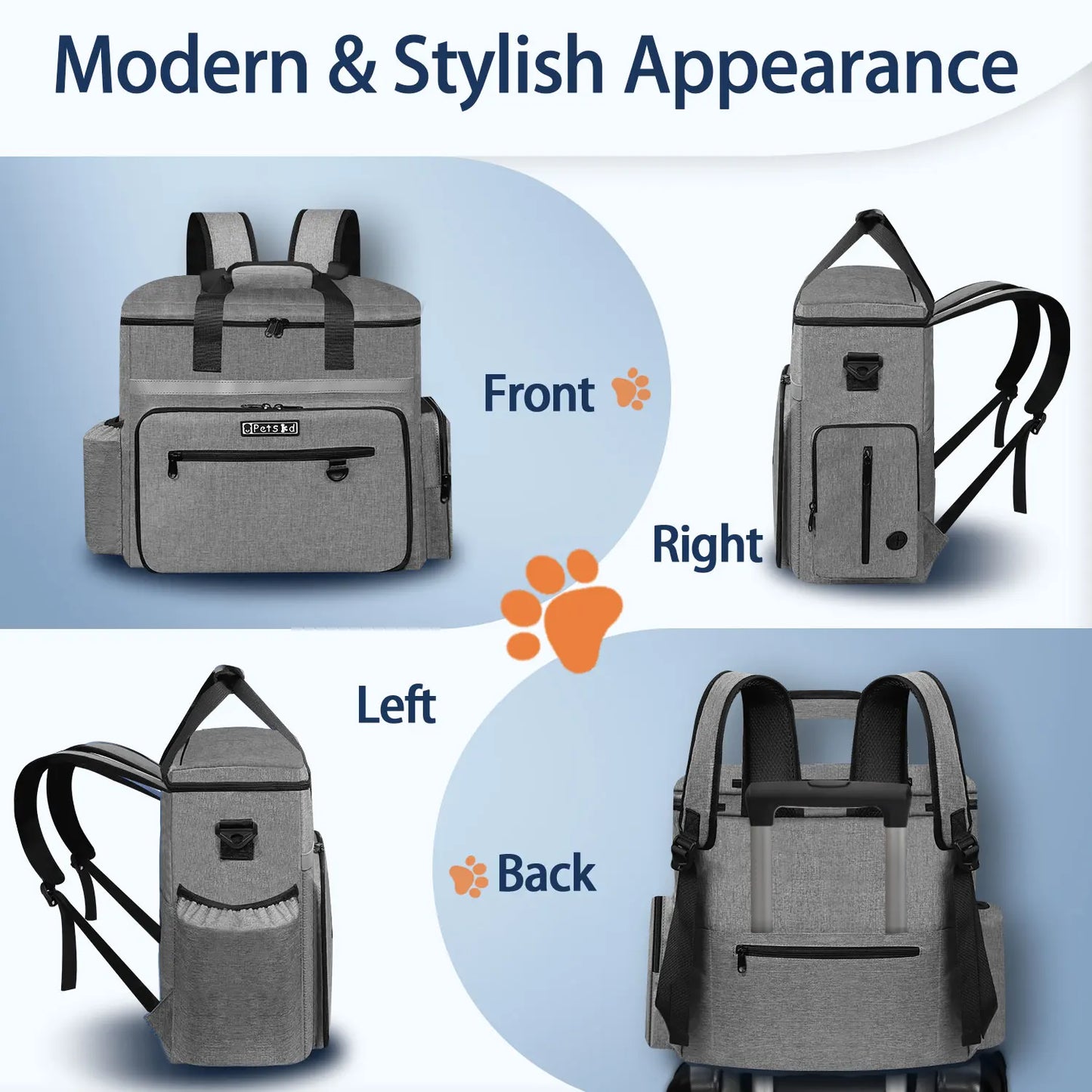 Petskd Outdoor Dog Organizer Bag with Bowl Set Traveling Storage Bag Large Multi-Function Pockets Pet Food Container Backpack
