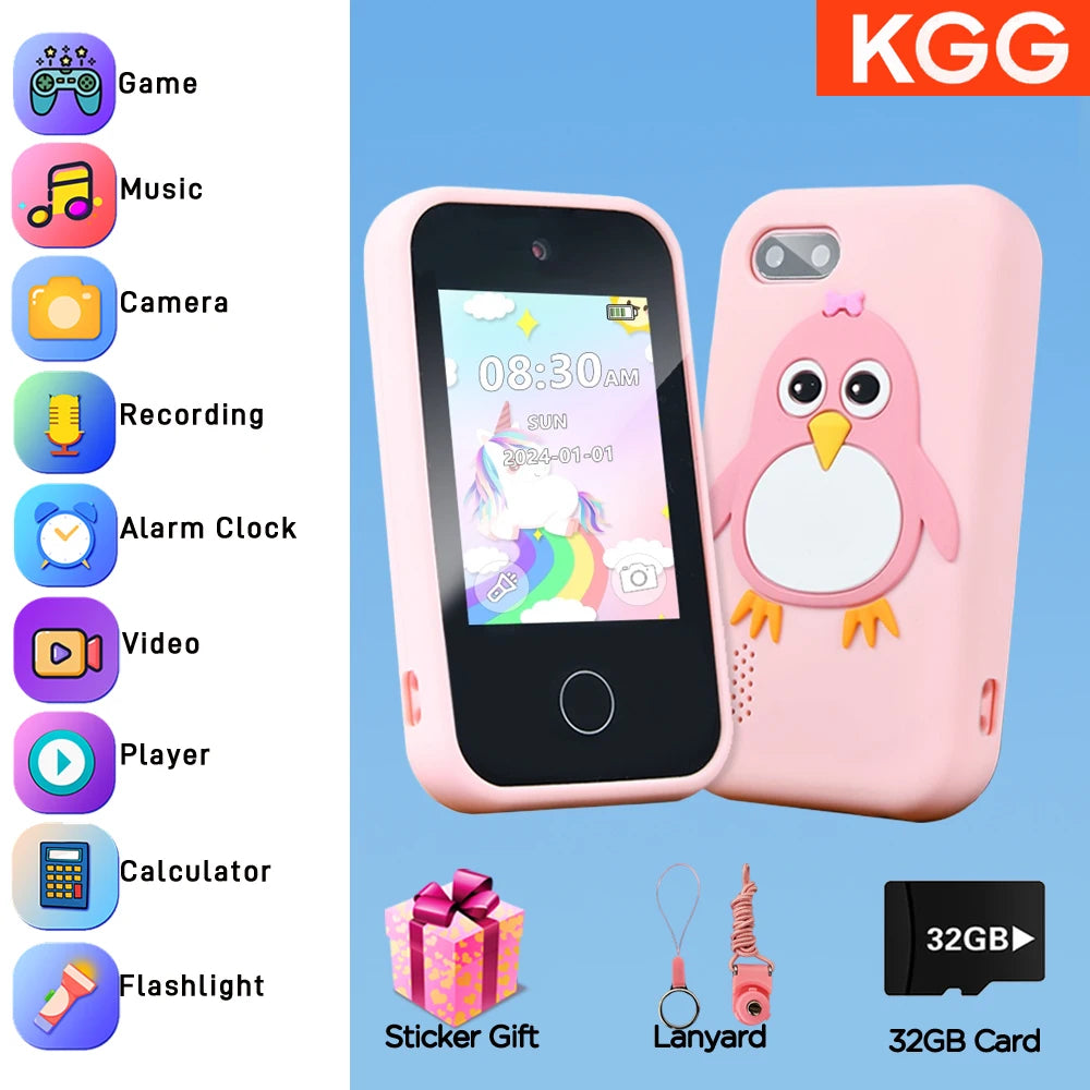 Kids Smart Phone Educational Toys Dual Camera Music Player Baby Phone With 32G Memory Game Learning For Boy Girls Brithday Gifts