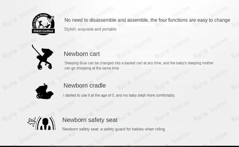 EU STOCK Foldable Lightweight baby stroller Multifunctional Four Wheels poussette bebe 3 en 1 Portable baby wagon