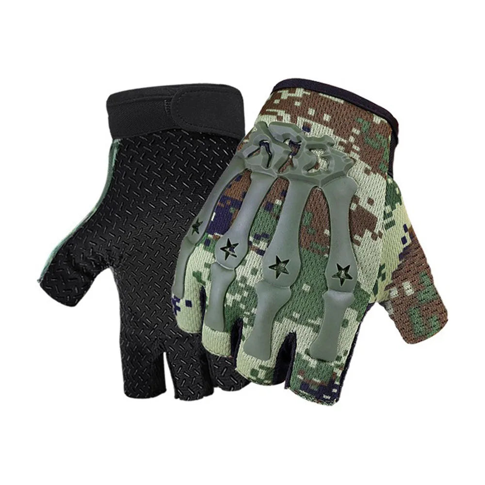 Tactical Riding Fingerless Gloves Non-slip Half Finger Gloves for Motorcycle Cycling Climbing Hiking Hunting Outdoor Sports