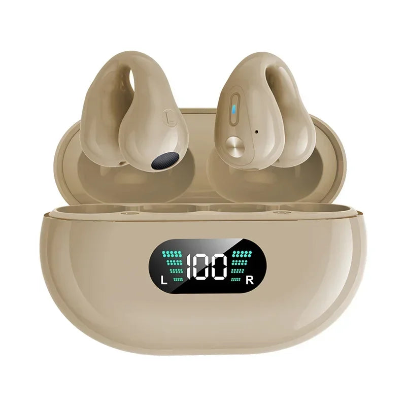 NEW TWS Wireless Headphones Bluetooth 5.3 Bone Conduction Earphones Earclip Design Touch Control Led Earbuds Sports Headsets