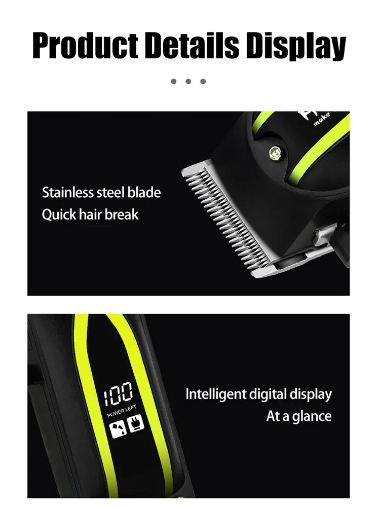 HIENA Electric Hair Clipper Set Portable Cordless Beard Trimmer Rechargeable Powerful Hair Cutting Machine Men's Hair Cutters