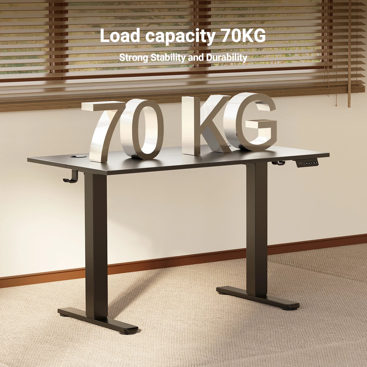 Standing Desk Adjustable Height, Electric Stand With Splice Board for Home Office Computer Workstation, Black