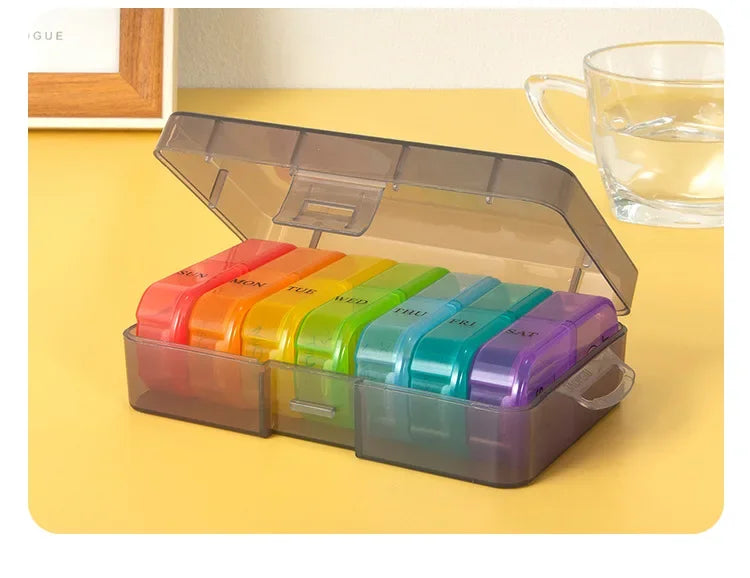 1PC Weekly Pill Case Pillbox 7 Days Medicine Tablet Box Portable Travel Drugs Storage Organizer Secret Compartments Pill Box