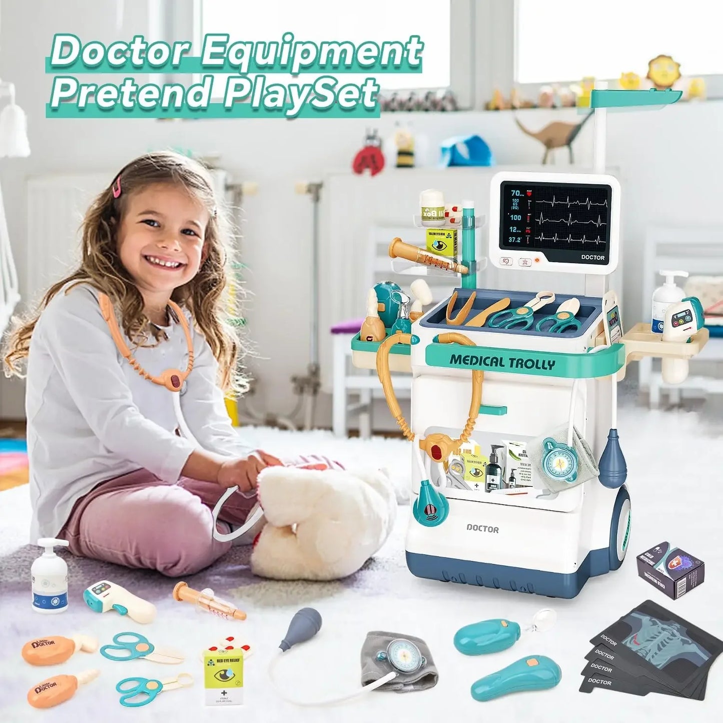 Kids Doctor Toy Pretend Doctor Playset for Toddlers with Medical Station Stethoscope Role Play Kit Medical Toy for Girls Boys