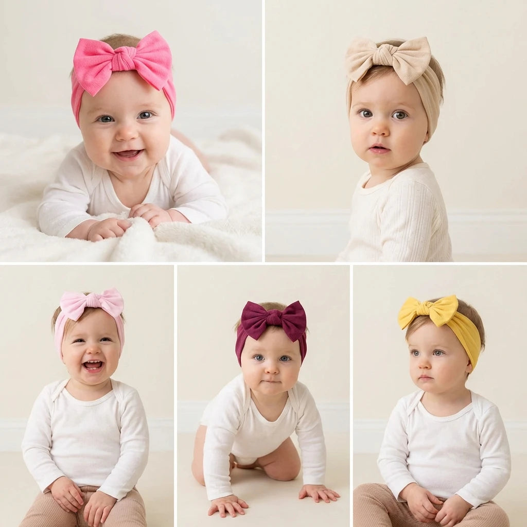 5Pcs/Set Baby Headband Cute Bowknot Newborn Girls Hair Band Soft Elastic Kids Hair Accessories
