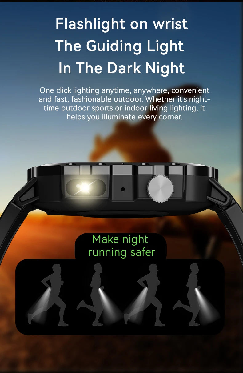2026 New Smart Watch Men Bluetooth Calling Fitness Tracker LED Flashlight Sleep Monitor Sports Smartwatch For Android iOS