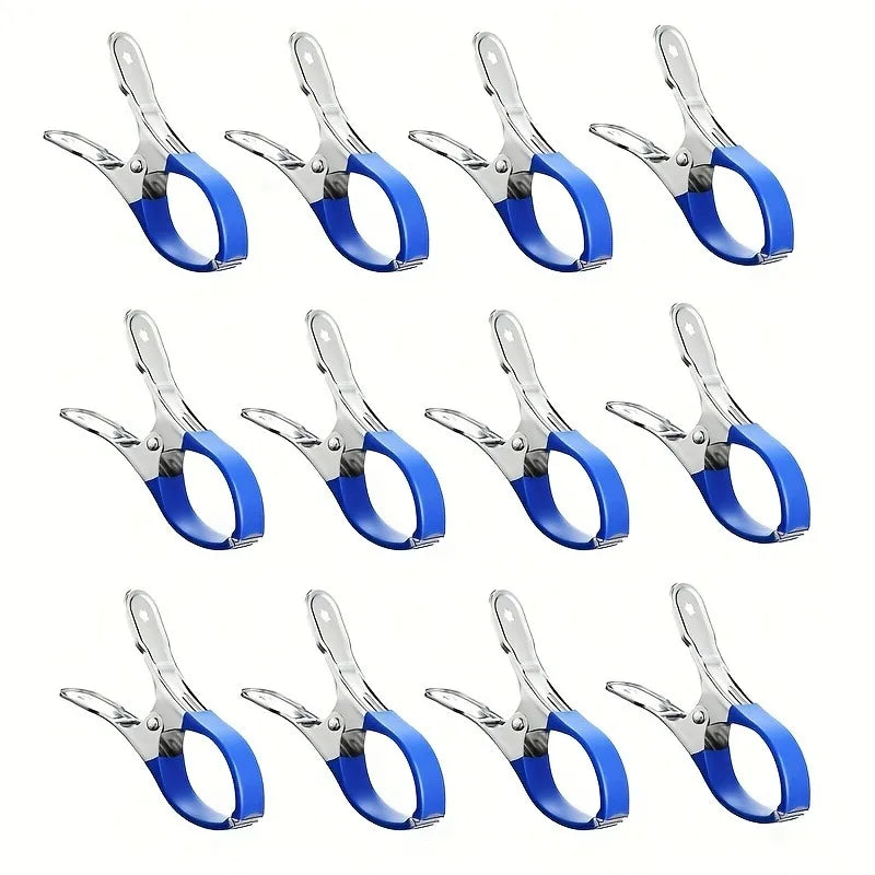 10pcs Durable Stainless Steel Pool Cover Clips with Plastic Handles - Heavy Duty Windproof Spring Clips