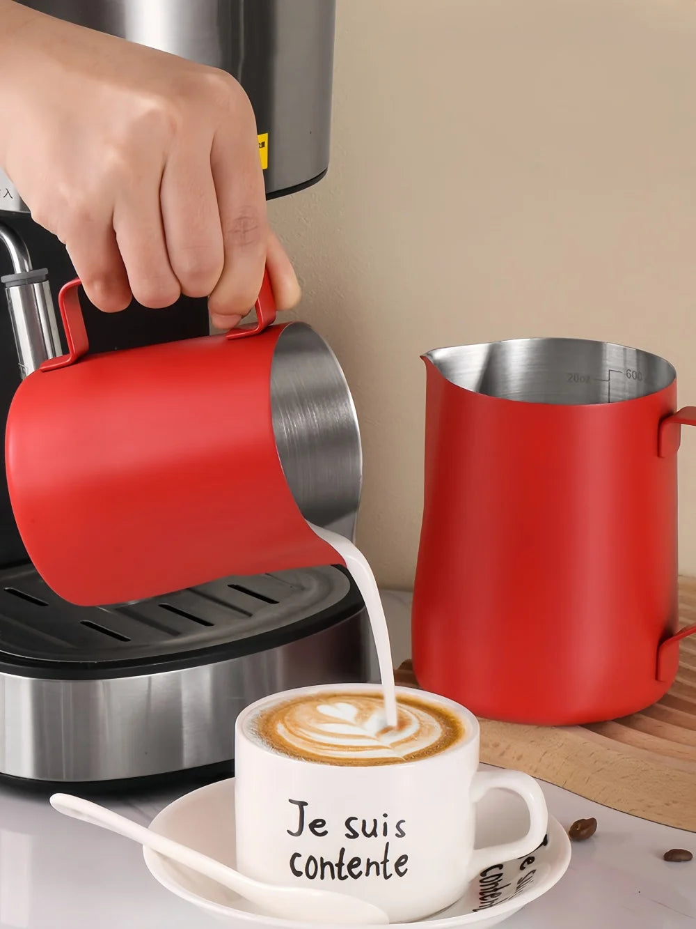 350/600ML Coffee Milk Frothing Pitcher Jug 304 Stainless Steel Precise Scale High Quality Latte Barista Professional CafeUtensil