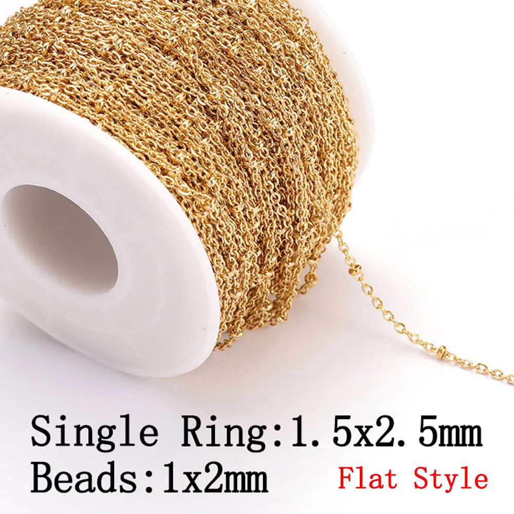 No Fade 2Meters Stainless Steel Chains for Jewelry Making DIY Necklace Bracelet Accessories Gold Chain Lips Beads Beaded Chain