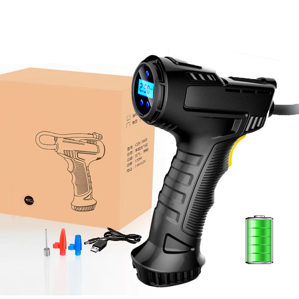120W Wireless Digital Tire Inflator Portable Air Compressor Inflatable Pump 12V Air Pump Rechargeable For Car Motorcycle Tire
