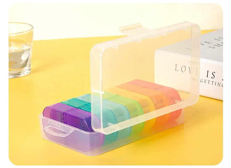 1PC Weekly Pill Case Pillbox 7 Days Medicine Tablet Box Portable Travel Drugs Storage Organizer Secret Compartments Pill Box