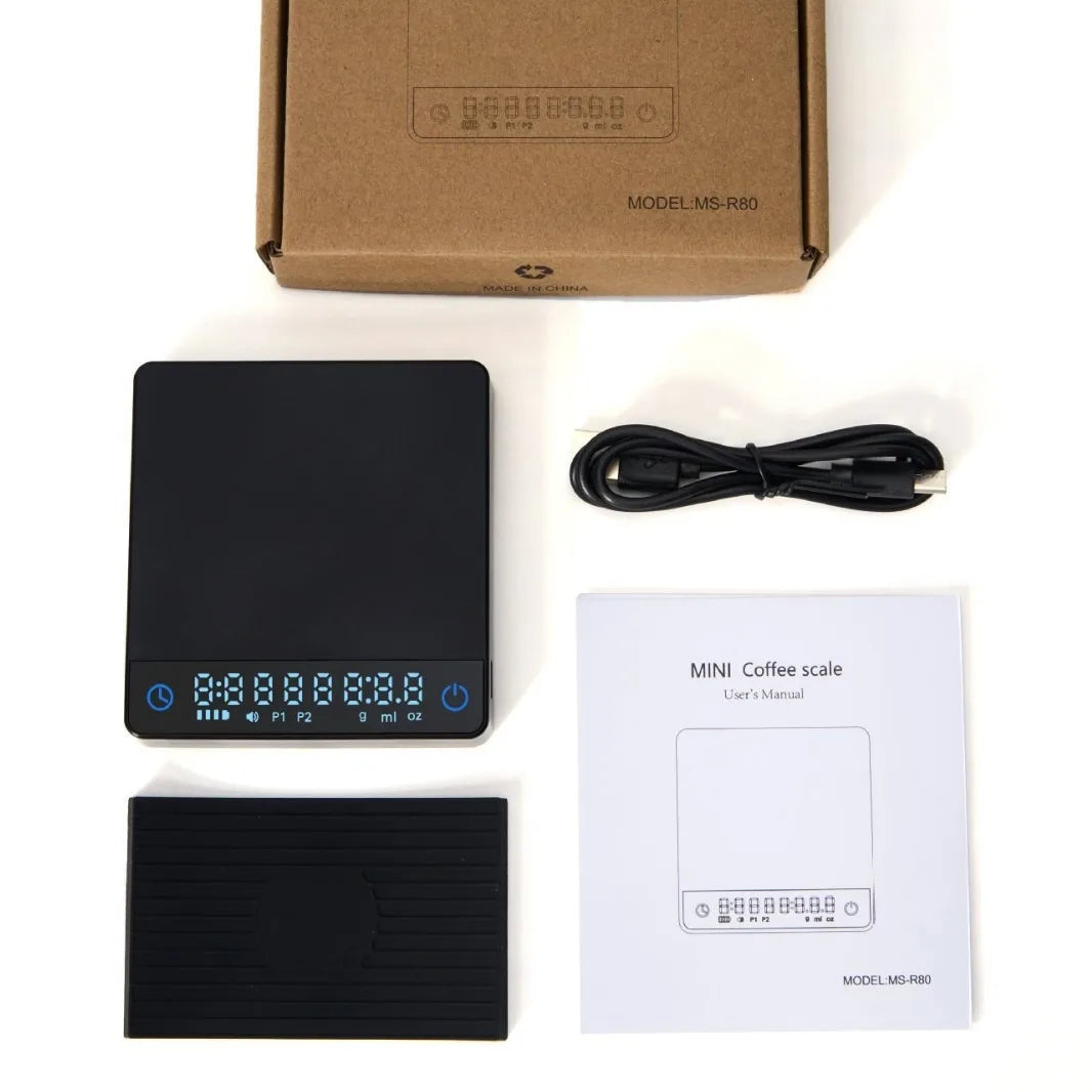 2kg Espresso Electronic Scale Smart Hand-brewed Coffee Dedicated Timing Scale LED Coffee Bean Scale Kitchen Weighing Tool