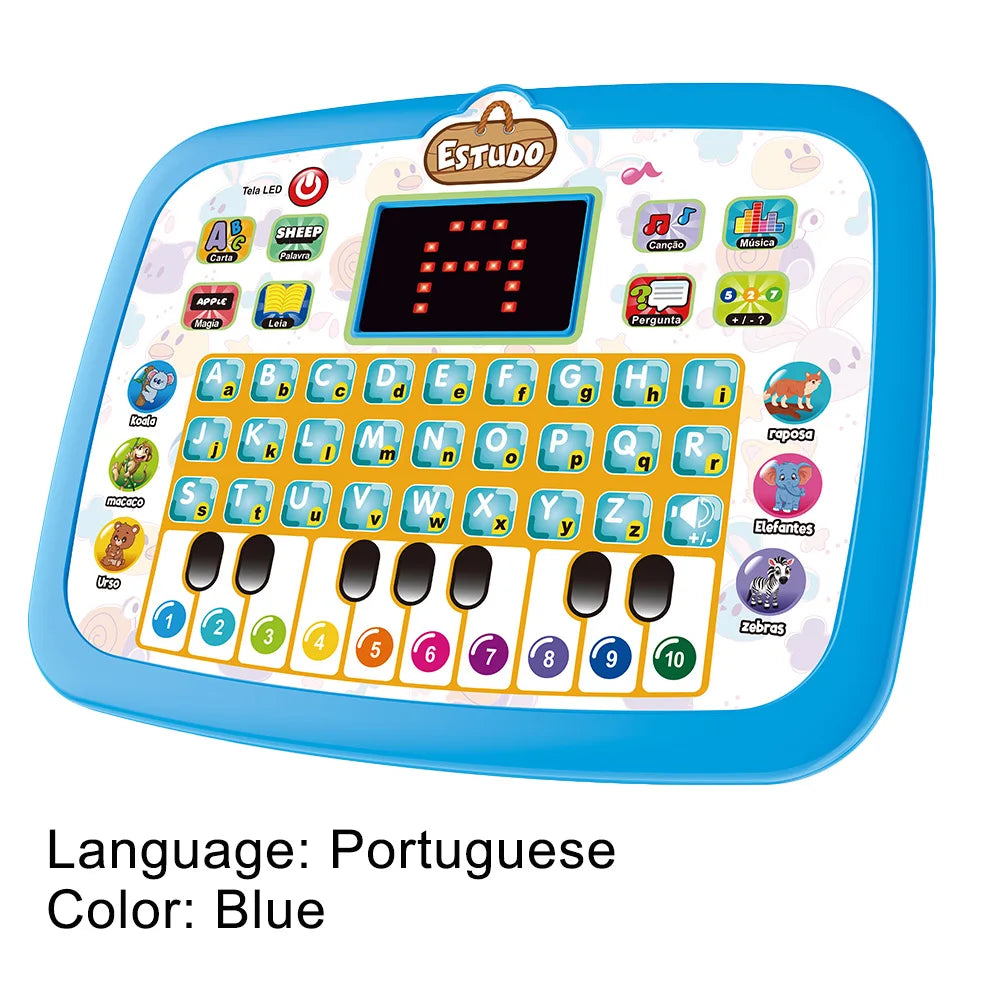 English/Spanish/Russian/Portuguese Interactive Learning Tablet for Kids 3-5, Educational Toys Learn Alphabet, Number, Music & Wo