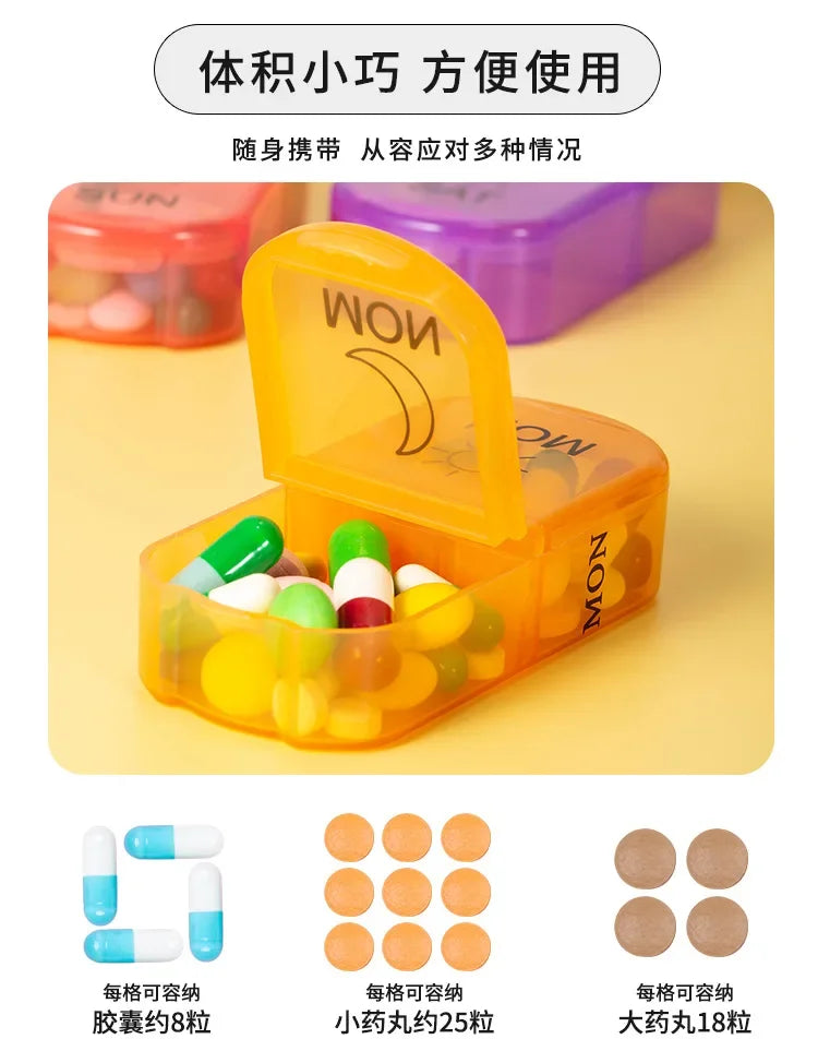 1PC Weekly Pill Case Pillbox 7 Days Medicine Tablet Box Portable Travel Drugs Storage Organizer Secret Compartments Pill Box