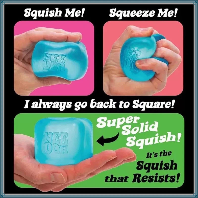 Schylling Needoh Nice Cube Sensory Stress Reliever Fidget Tool for Anxiety &Focus Desk for Adults & Anti-Anxiety Squeeze Kids