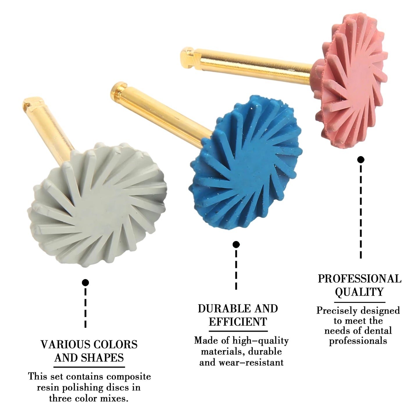 6Pcs/Set Dental Rubber Polisher Composite Resin Polishing Discs Diamond System Burs RA Dentistry Polish Wheel Spiral Flex Tools