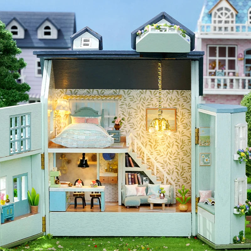 DIY Wooden Doll Houses Mini Assembly Handmade Small House Creative Scene Decoration DollHouse For Toys Birthday Gifts