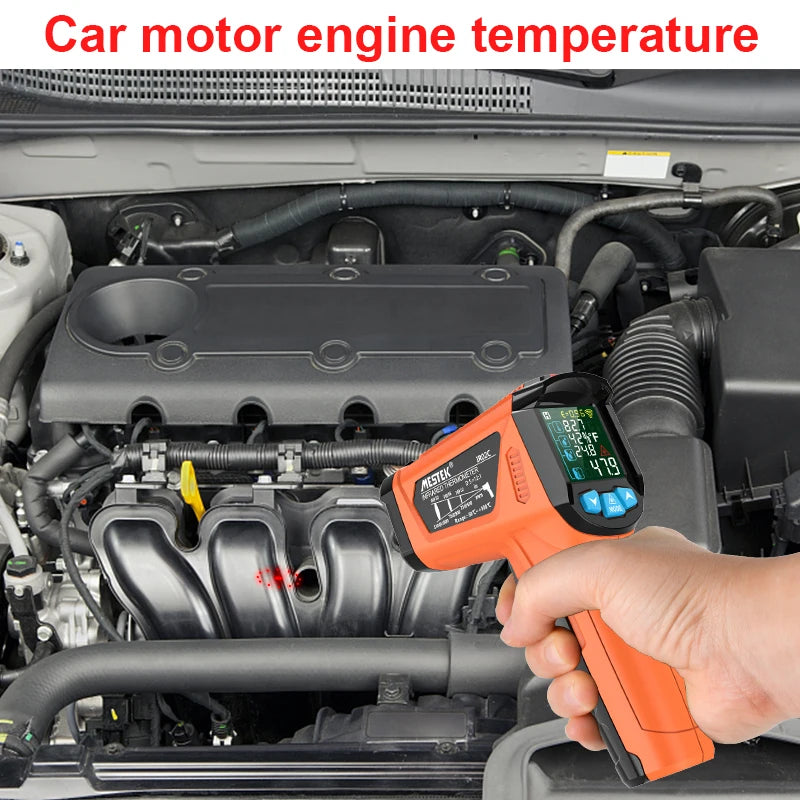 Digital Infrared Thermometer Non-contact Pyrometer Laser Temperature Meter Imager Hygrometer IR Termometro Color LCD Light Alarm
