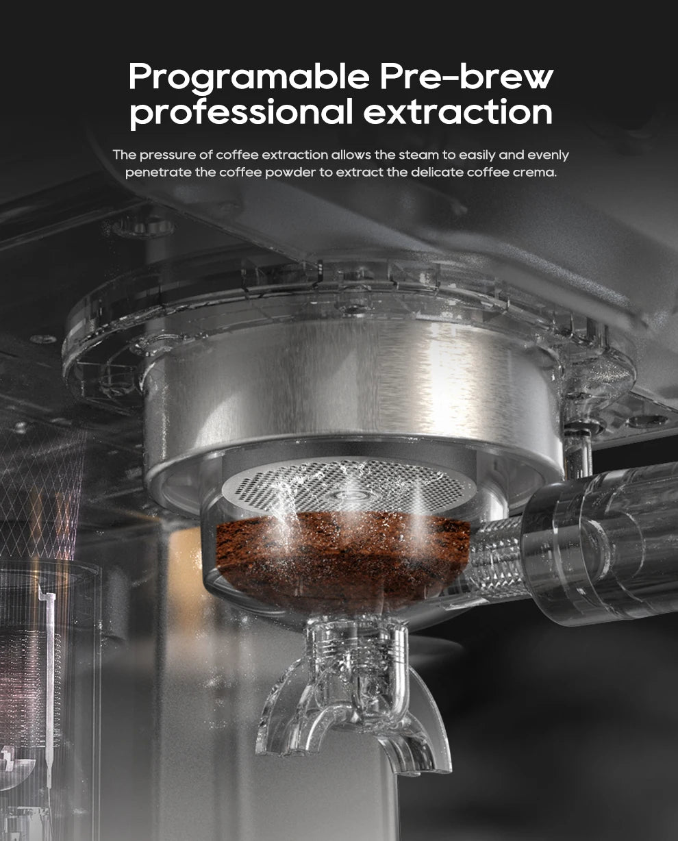 HiBREW H10A Black Espresso Machine Temperature Volume Pre Brewing Adjustable 58mm Portafilter Cappuccino Coffee Maker