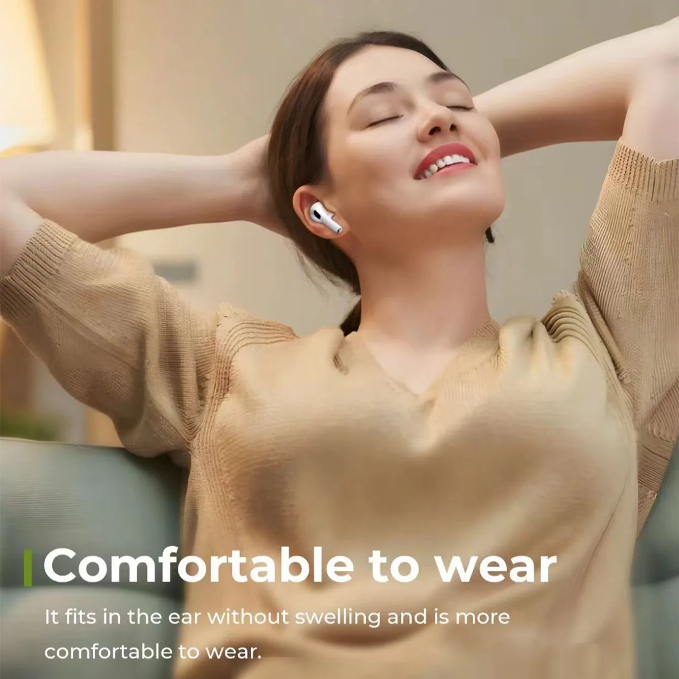 Wireless Bluetooth Earbuds 5.3 Stereo Bass Headphones with Mic Noise Cancelling Sport Earphones for Smartphone Device