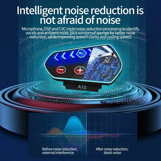A10 Motorcycle Helmet Bluetooth Headset Wireless V5.0 Waterproof Handsfree Call Music Earphone 1000mAh Riders Moto GPS Headphone