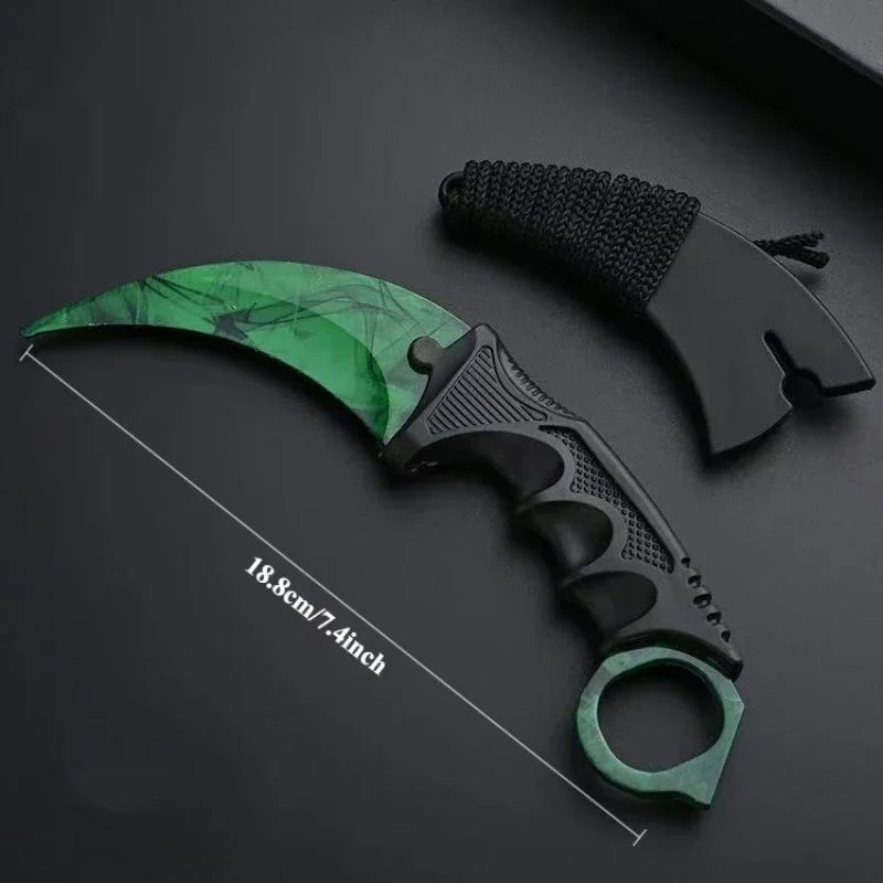 Unsharpened Safety Karambit Gift Knife Toy No Sharp Blade Cosplay Prop Plastic Training Knife for Role Play Game Collection