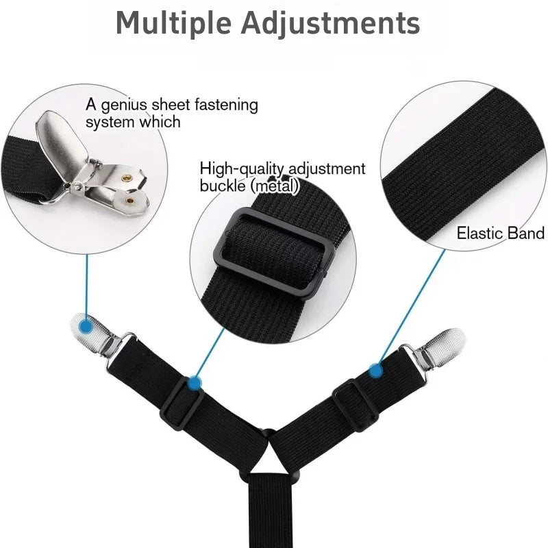 Universal Bed Sheet Fixed Holder High Elastic Adjustable Crisscross Fastener Straps Kits Non-Slip Sofa Cover Clips