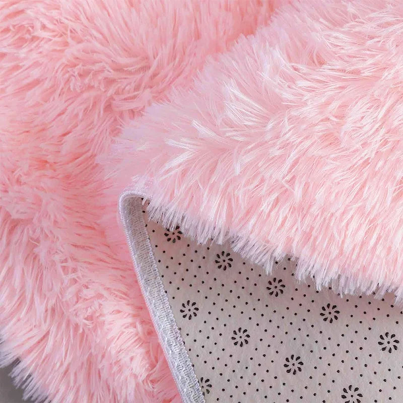 Plush Carpet Living Room Sofa Coffee Table Rug Green Pink Fluffy Soft Blankets Area Rugs Children's Room Non-Slip Mat Home Decor