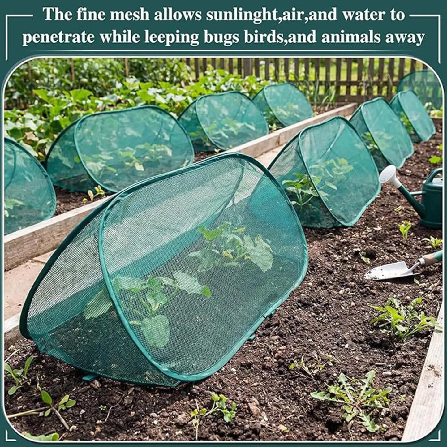 Foldable Plant Protection Netting Pop-Up Netting Garden Row Covers with 6Pcs Ground Stakes Mesh Plant Cage for Yard Flower Beds