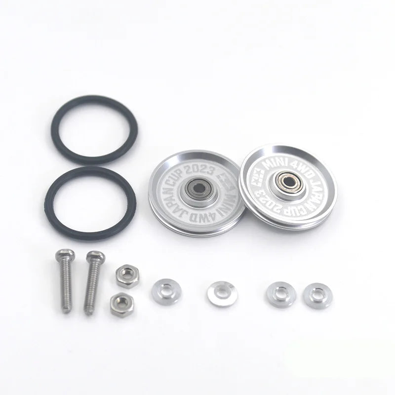 2pcs 15418 13-12mm Aluminum Alloy Guide Rollers 15461/15426 2023Jcup 95160 19mm Roller With Rubber Ring Tamiya Mini 4WD Homemade