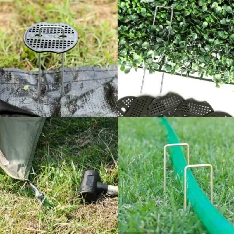 U-type Garden Staples Heavy-duty Fence Tubing Stakes Sod Pins Galvanized Landscape Spike for Holding Lawns Barrier Ground Nail