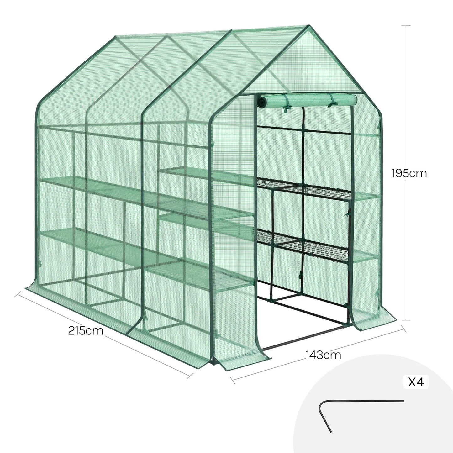 WOLTU Garden Greenhouse Wintering Tent with 3 Shelves Reinforced PE Cover Windproof for Vegetables Flowers Plants