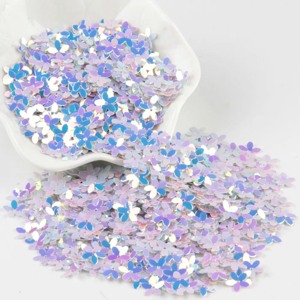 Sequin Matte White Color 10mm Cup Five Finger Flower Sequins Paillettes Sewing Wedding Craft Women Garments Accessories 10g/lot