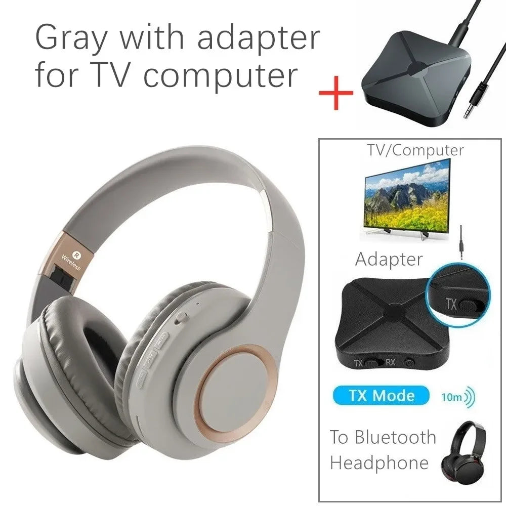 Shoumi 15 Hours Play Wireless Headset Bluetooth Television Headphone with Mic,Bluetooth Adapter Built-in Battery,for TV Computer