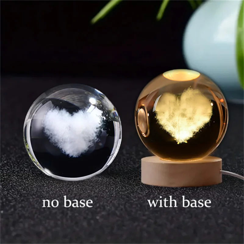 6cm 3D Crystal Ball Crystal Planet Night Light Laser Engraved Solar System Globe Astronomy Birthday Gift Home Desktop Decoration