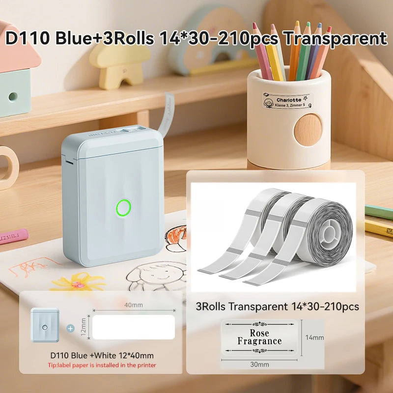 NIIMBOT D110 Upgraded Version Thermal Label Printer Mini Portable Smart Label Maker With Tape for Office Home Kitchen School