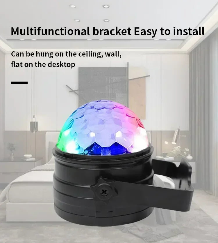 RGB LED Stage Disco Light Rotating DJ Ball Strobe Sound Control Magic Dance Car Christmas Gift Party Club Laser Show Lamp Party