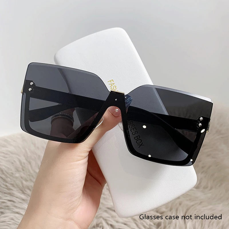 New European And American Style Half-frame Metal Sunglasses Fashion Slim Women's Sunglasses Anti-uv Glasses