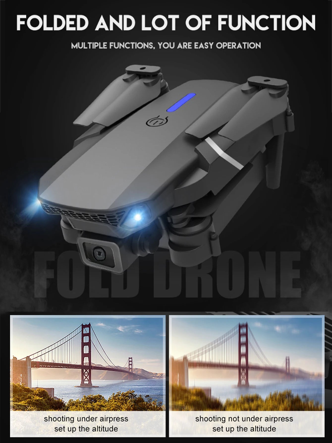 Professional Drone E88 4k wide-angle HD camera WiFi fpv height Hold Foldable RC quadrotor helicopter Camera-free children's toys