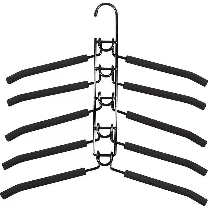 1pc Heavy-Duty Space-Saving Clothes Hanger - Multi-Layer Metal Garment Organizer with Non-Slip Foam Pads, Sturdy Closet Hanger