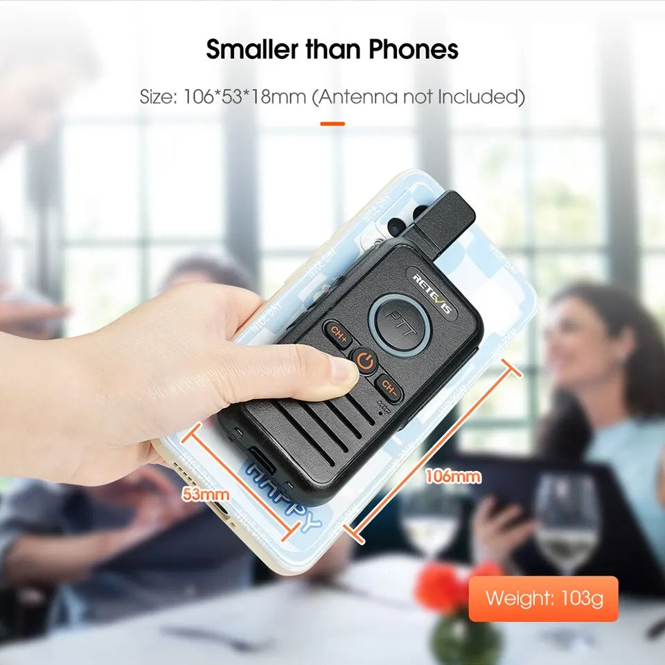Retevis RB645 Walkie Talkie Dual PTT Professional Walkie-talkie Portable PMR446 Two Way Radio VOX USB C for Hotel Restaurant