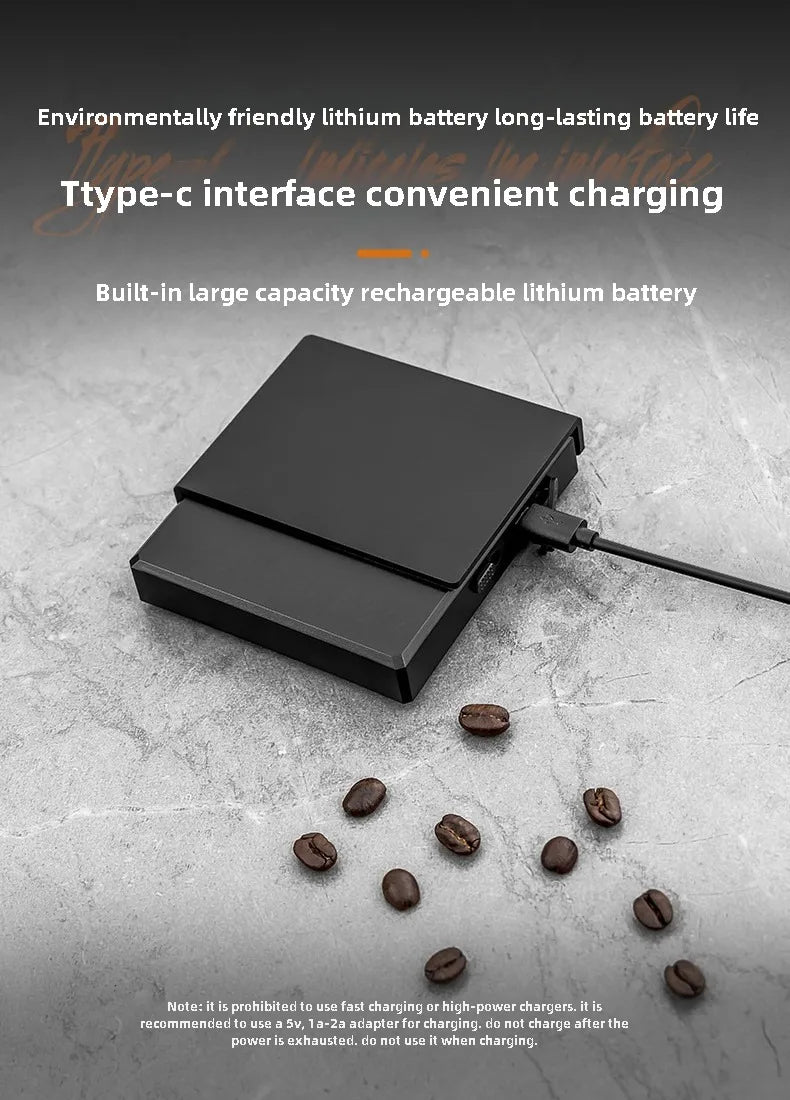 Mini Digital Coffee Scale with Timer 0.1g High Precision Rechargeable USB-C Fast Charging Kitchen Scale for Espresso Pour Over