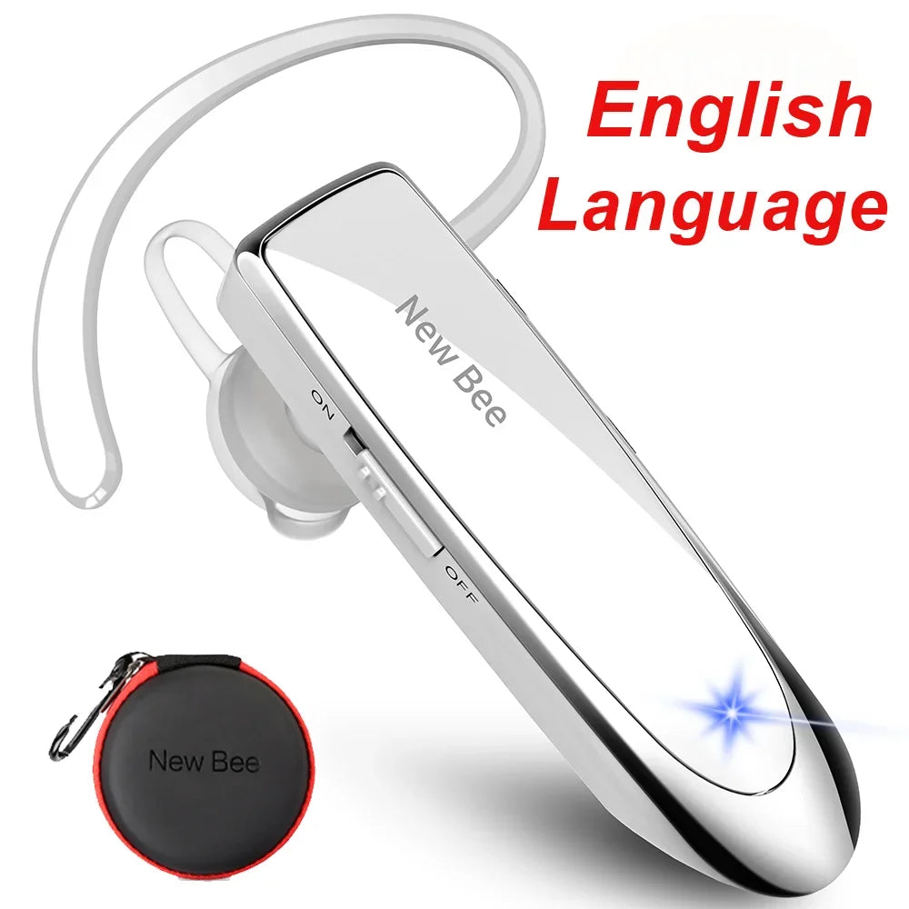 New Bee Bluetooth Headset Wireless Earphones Headphones with Mic 24Hrs Earbuds Single Earpiece Mini Handsfree for Driver Office