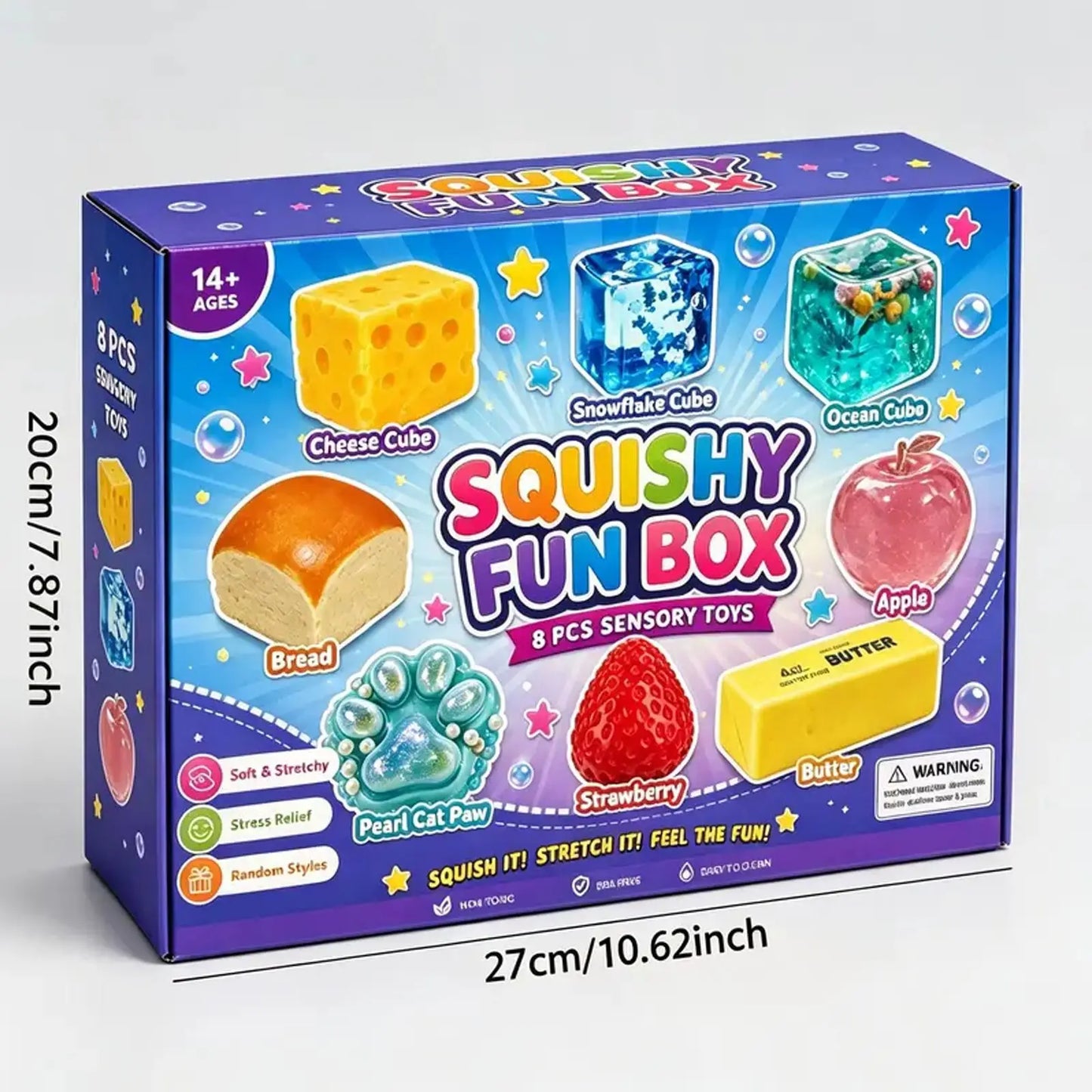 Random Color 8pcs/Box TPR Maltose-Filled Squishy Toy, Slow Rising Stress Relief Sensory Fidget Decompression Blind Box Gift