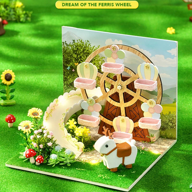 DIY Wooden Miniature Doll House Small House Kit 3D Puzzle Assembly Building Kits With Furniture LED Dollhouse Toys For Gifts